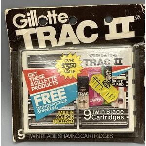 VTG Gillette TRAC II 2 Razor Twin Blades 9‎ Shaving Cartridges In Package USA